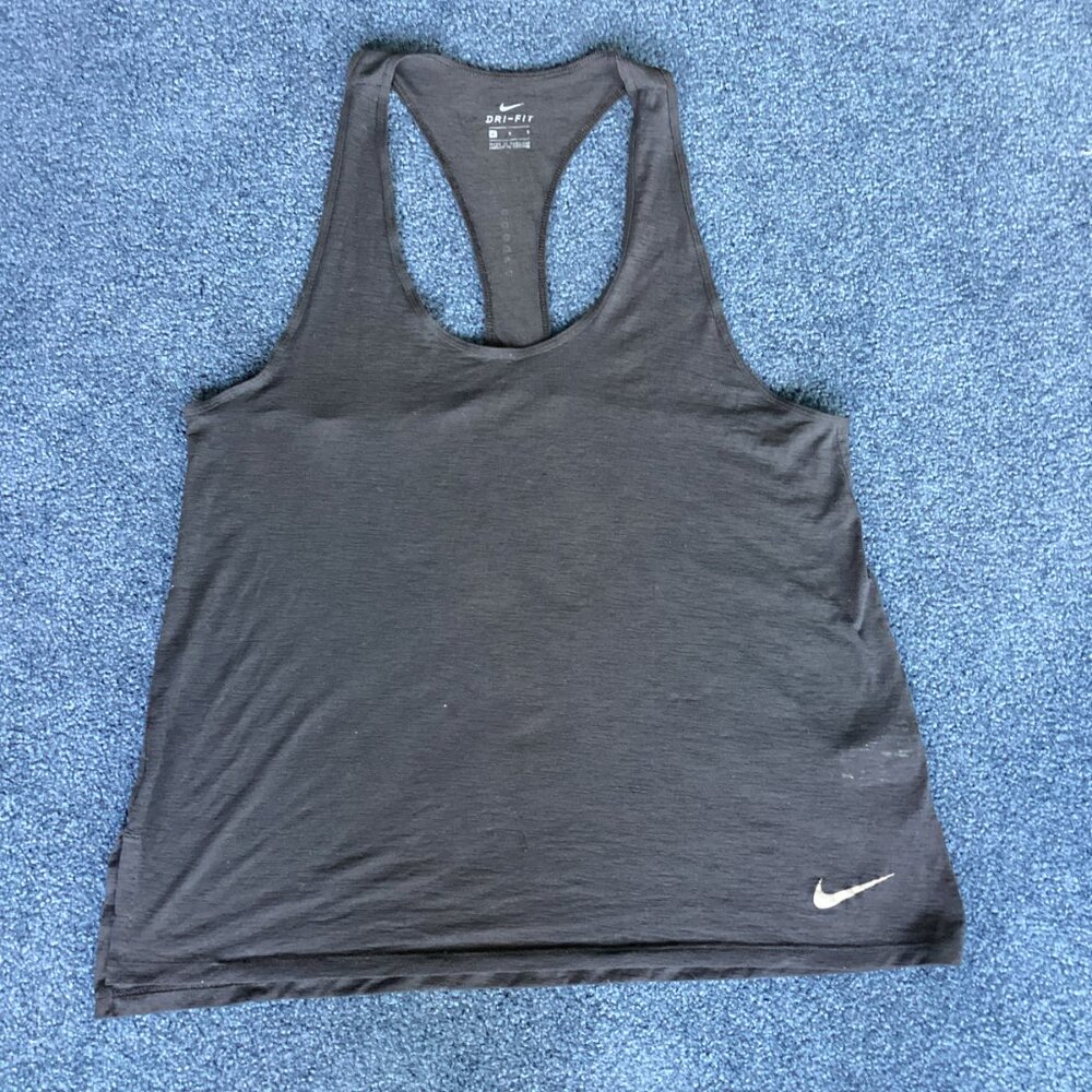 Nike Black Racer Black Singlet Running Tank Top - Large